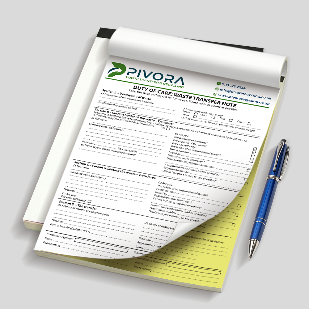 A4 Duty Care Waste Transfer Note - Image 2